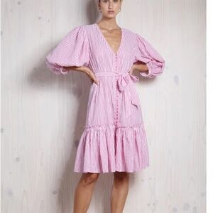 Lola Australia Rita Candy Stripe Cotton Midi Dress Size Medium